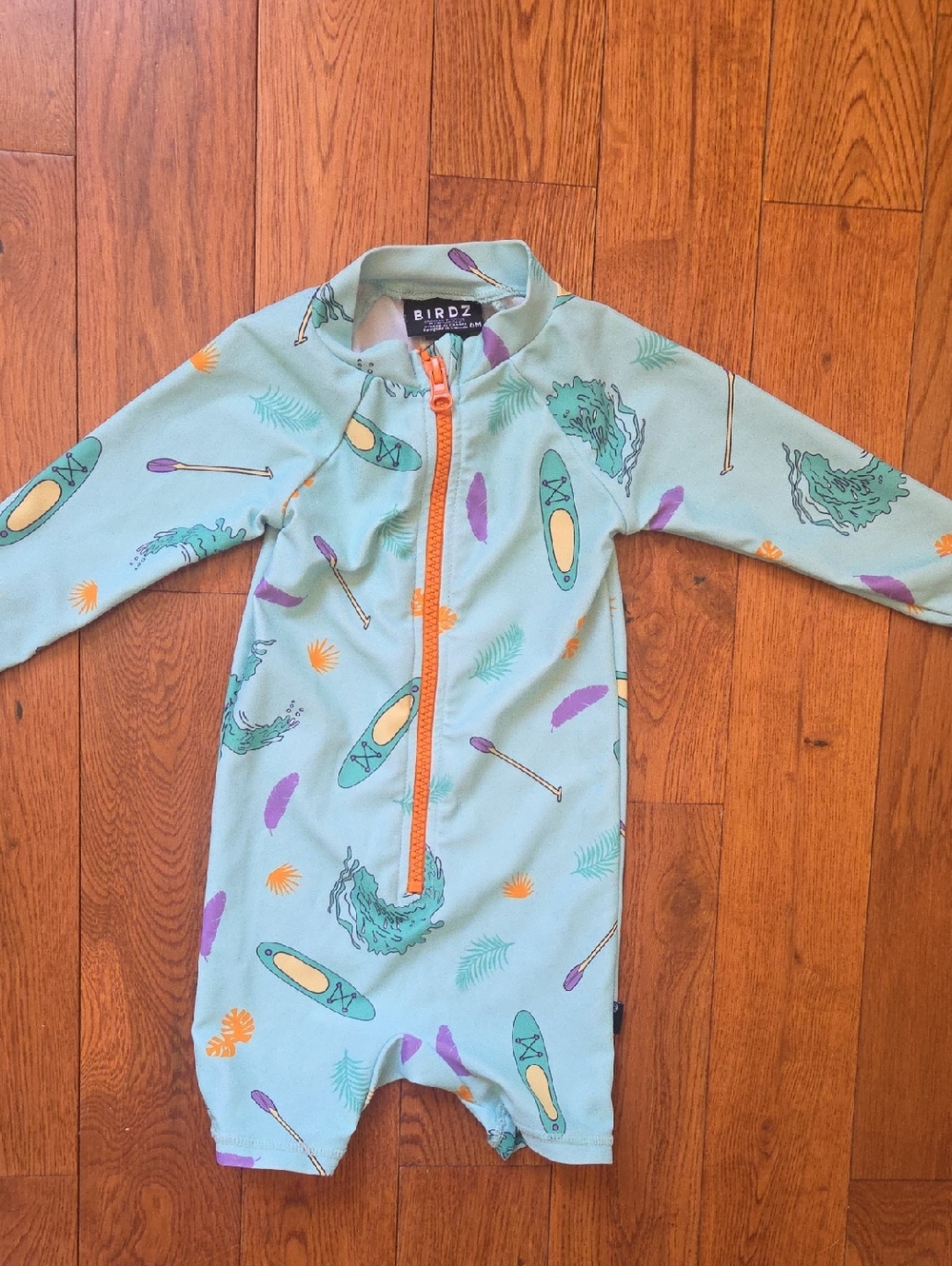 Birdz Mint Paddle Board Print One-Piece Swimsuit 6M